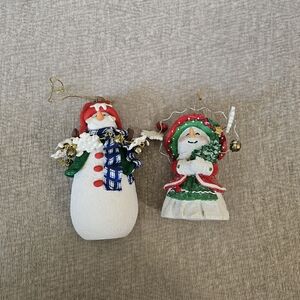 Festive Snowman and Angel Ornaments